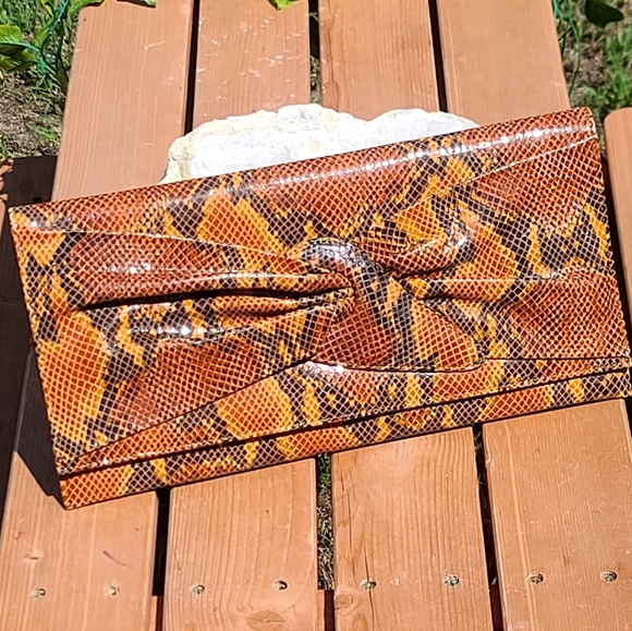 Sobella brown python envelope clutch purse - Picture 1 of 7